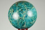 3.1" Bright Blue Apatite Sphere - Madagascar - #191424-1